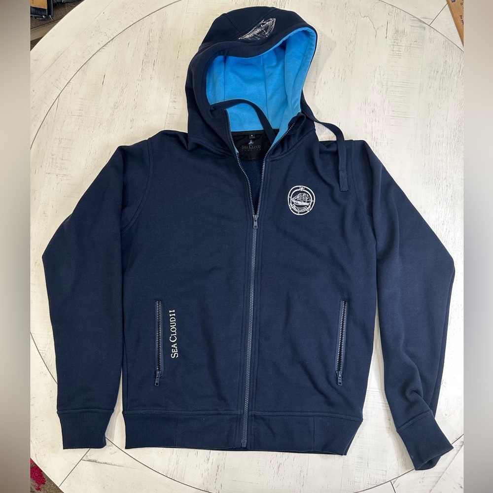 Sea Cloud Cruise Line Zippered Men’s Hoody Size Small Navy Blue